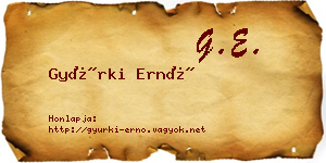 Gyürki Ernő névjegykártya